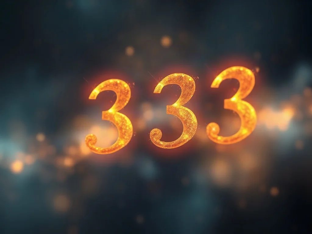 Mistyczne, świecące liczby „333” unoszące się na tle kosmicznej mgławicy, symbolizujące duchowe znaczenie tej sekwencji.
